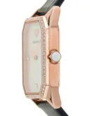 Emporio Armani Gianni T Bar Quartz Mother of Pearl Dial Blue Leather Strap Watch For Women - AR11466